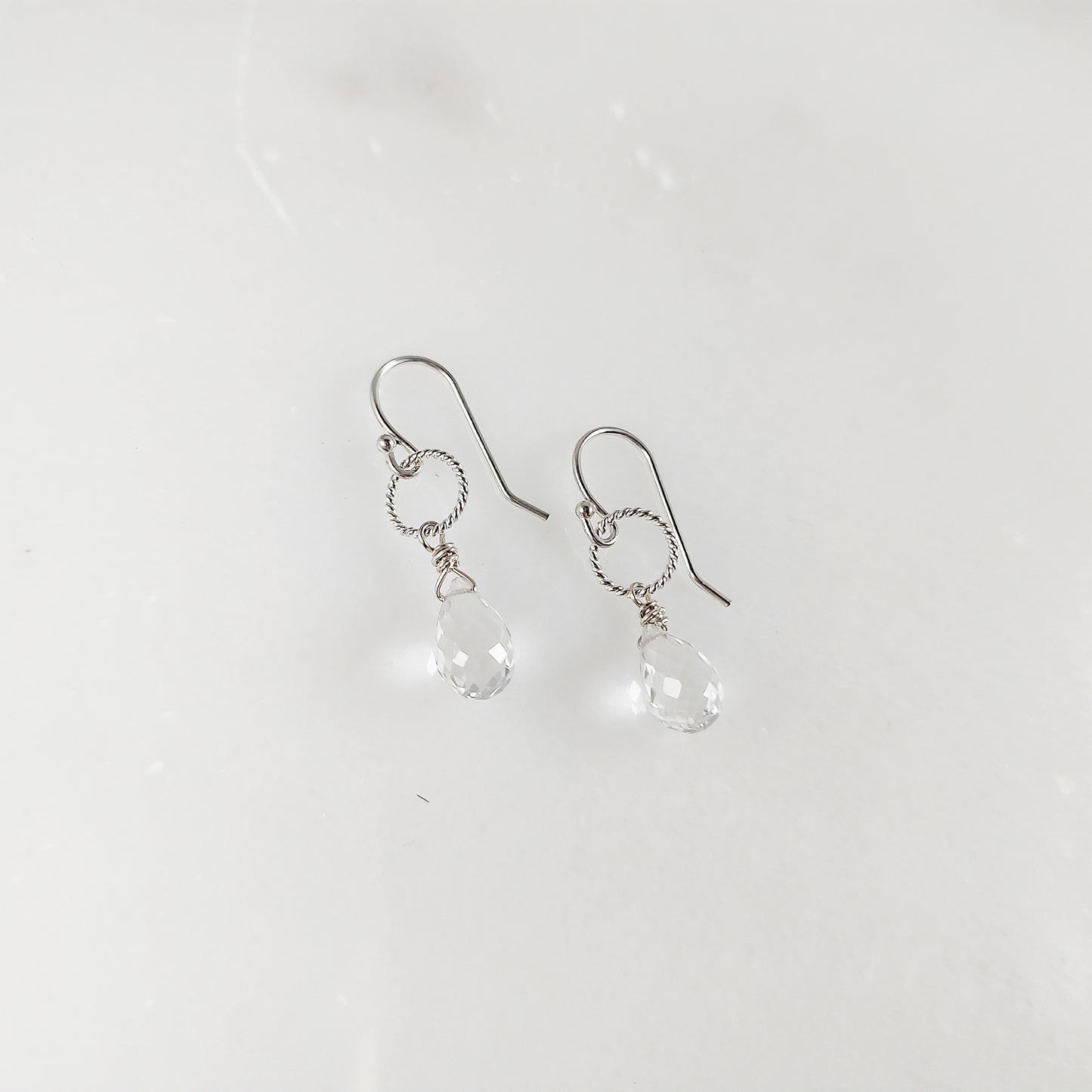 White Quartz Briolette Drop Earrings