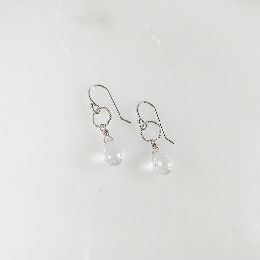 White Quartz Briolette Drop Earrings