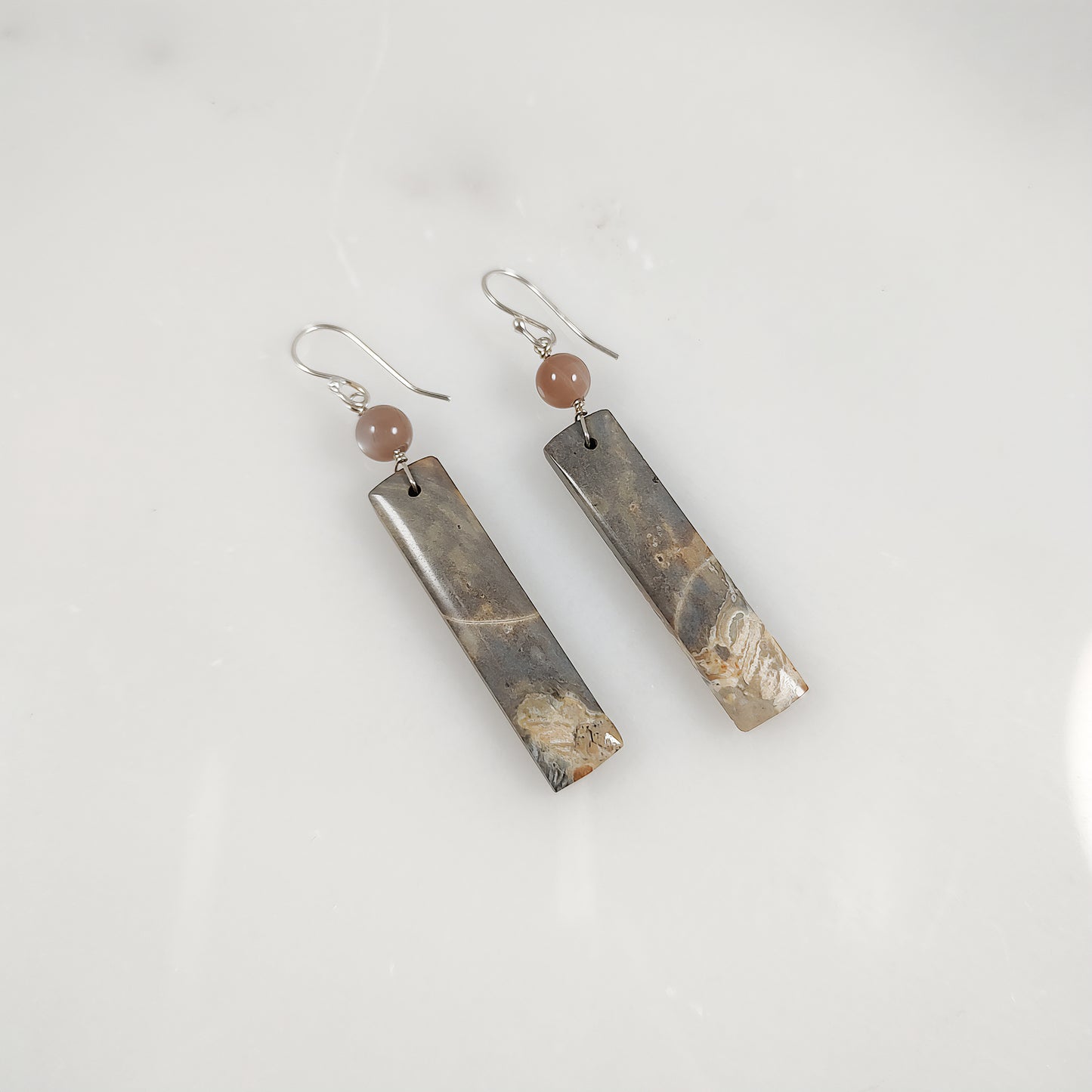 Slate Mountain Jasper and Moonstone Earrings