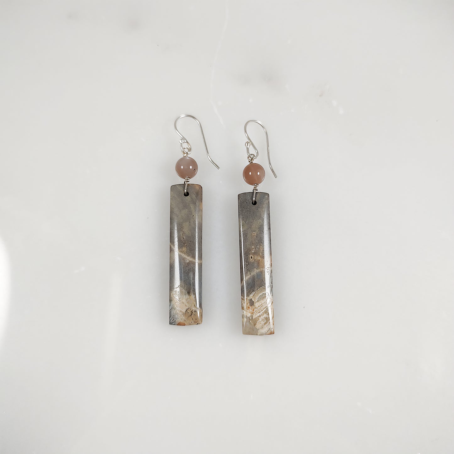 Slate Mountain Jasper and Moonstone Earrings