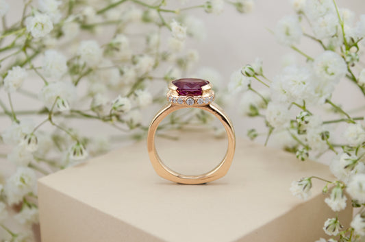 Lotus Garnet and Diamond Ring - One-of-a-Kind