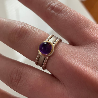 Amethyst Sterling and 18KY Stackable Ring Set