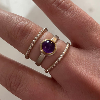Amethyst Sterling and 18KY Stackable Ring Set