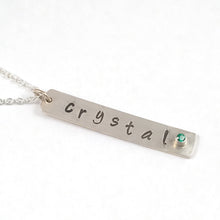 Rectangle Hand-Stamped Name Charm Necklace